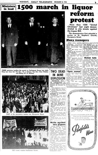 1500 march in liquor reform protest, 1954